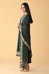 Zeefaa_Green Kurta Chanderi Pant Cotton Satin Dupatta Organza Embroidered Set _Online_at_Aza_Fashions