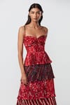 Saaksha & Kinni_Multi Color Chiffon Tiered Strappy Dress_Online_at_Aza_Fashions