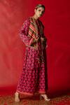 Pooja-Keyur_Purple Cotton Satin Floral Print Kurta And Pant Set_Online_at_Aza_Fashions