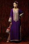 Buy_Shikhar Sharma_Purple Silk Chanderi Badla, Dori, Gota Leaf Neck Kaftan _at_Aza_Fashions