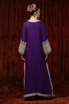 Shop_Shikhar Sharma_Purple Silk Chanderi Badla, Dori, Gota Leaf Neck Kaftan _at_Aza_Fashions