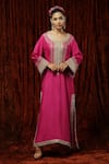 Buy_Shikhar Sharma_Pink Silk Chanderi Kaftan_at_Aza_Fashions