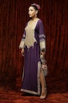 Shikhar Sharma_Purple Silk Chanderi Embroidered And Embellished Gota Sweetheart Neck Kurta Kaftan _Online_at_Aza_Fashions