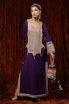 Buy_SHIKHAR SHARMA_Purple Silk Chanderi Embroidered And Embellished Gota Sweetheart Neck Kurta Kaftan _at_Aza_Fashions
