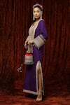 SHIKHAR SHARMA_Purple Silk Chanderi Embroidered And Embellished Gota Sweetheart Neck Kurta Kaftan _Online_at_Aza_Fashions