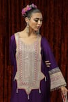 Buy_SHIKHAR SHARMA_Purple Silk Chanderi Embroidered And Embellished Gota Sweetheart Neck Kurta Kaftan _Online_at_Aza_Fashions