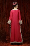 Shop_SHIKHAR SHARMA_Pink Silk Chanderi Embroidered And Embellished Gota Sweetheart Neck Kurta Kaftan _at_Aza_Fashions