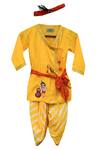 Buy_FAYON KIDS_Yellow Cotton Silk Embroidered Kurta Dhoti Set _at_Aza_Fashions