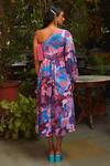 Shop_Ankita Dharman_Multi Color Georgette Floral Motifs One Shoulder Sangria Dress _at_Aza_Fashions