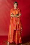 Buy_Pooja-Keyur_Orange Organza Sequin Embroidered Dupatta_Online_at_Aza_Fashions