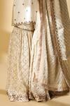 Shop_Zeefaa_White Cotton, Brocade Zardozi V Neck Embroidered Gharara Set_Online_at_Aza_Fashions