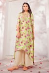 Buy_Namrata Lakhotia_Green Crepe Embroidery Round Printed Kurta And Palazzo Set  _at_Aza_Fashions