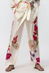 Saaksha & Kinni_Ivory 100% Silk Printed Abstract Floral Placement Trouser _Online_at_Aza_Fashions