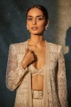 Shop Ritika Mirchandani Ivory Net Embroidery Bead Jacket Open Resham Sharara Set Online at Aza Fashions Shop_Ritika Mirchandani_Ivory Net Embroidery Bead Jacket Open Resham Sharara Set _Online_at_Aza_Fashions