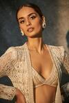 Ritika Mirchandani Ivory Net Embroidery Bead Jacket Open Resham Sharara Set at Aza Fashions Ritika Mirchandani_Ivory Net Embroidery Bead Jacket Open Resham Sharara Set _at_Aza_Fashions