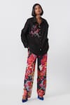 Saaksha & Kinni_Multi Color Silk Multicolor Abstract Floral Trouser _at_Aza_Fashions