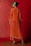 Shop_Pooja-Keyur_Orange Kurta Organza Printed And Embroidered Floral & Aari Work Pant Set _at_Aza_Fashions