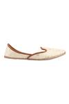 Buy_Imlee Jaipur_Off White Embroidered Leaf Moccasin Juttis _Online_at_Aza_Fashions