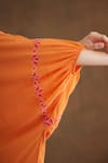 Buy_Nikasha_Orange 100% Viscose Georgette Embroidery Floral Keyhole Applique Kaftan Dress _Online_at_Aza_Fashions