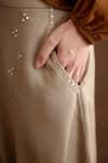 Nikasha_Beige Rayon Moss Embroidered Mirror Work Placement Baggy Pant _Online_at_Aza_Fashions