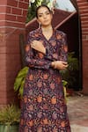 Safaa_Blue Moonga Silk Woven Floral And Paisley Pattern Zubaida Blazer And Pant Set _Online_at_Aza_Fashions