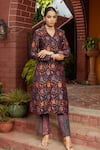 Buy_Safaa_Blue Moonga Silk Woven Floral And Paisley Pattern Zubaida Blazer And Pant Set _Online_at_Aza_Fashions