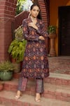 Shop_Safaa_Blue Moonga Silk Woven Floral And Paisley Pattern Zubaida Blazer And Pant Set _Online_at_Aza_Fashions