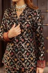 Shop_Safaa_Black Moonga Silk Woven Floral Jaal Pattern Notched Nadira Blazer And Pant Set _Online_at_Aza_Fashions