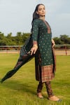 Safaa_Green Lining Shantoon, Moonga Silk Kani Weave Rayannah Floral Woven Kurta Set _Online_at_Aza_Fashions