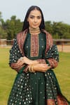 Buy_Safaa_Green Lining Shantoon, Moonga Silk Kani Weave Rayannah Floral Woven Kurta Set _Online_at_Aza_Fashions
