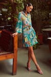 Shop_Ankita Dharman_Multi Color Sage Georgette Co-ord Skirt Set_at_Aza_Fashions