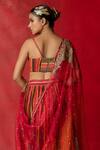 Shop_Pooja-Keyur_Multi Color Cotton Silk Floral Striped Print Lehenga Set_at_Aza_Fashions