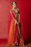 Pooja-Keyur_Multi Color Cotton Silk Floral Striped Print Lehenga Set_Online_at_Aza_Fashions