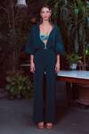 Buy_Ankita Dharman_Green Mmicro Suiting Jade Bomber Jacket And Pant Set_at_Aza_Fashions