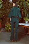 Shop_Ankita Dharman_Green Mmicro Suiting Jade Bomber Jacket And Pant Set_at_Aza_Fashions