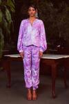 Buy_Ankita Dharman_Pink Iris Printed Crepe Joggers Set_at_Aza_Fashions
