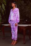 Shop_Ankita Dharman_Pink Iris Printed Crepe Joggers Set_at_Aza_Fashions