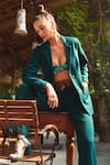 Shop_Ankita Dharman_Green Micro Suiting Jade Pant And Blazer Set_at_Aza_Fashions