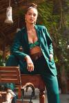 Ankita Dharman_Green Micro Suiting Jade Pant And Blazer Set_Online_at_Aza_Fashions