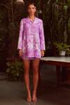 Buy_Ankita Dharman_Pink Irish Crepe Printed Blazer_at_Aza_Fashions