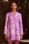 Shop_Ankita Dharman_Pink Irish Crepe Printed Blazer_at_Aza_Fashions
