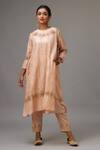 Kora_Pink Hand Crushed Silk Embroidered Kurta Set_Online_at_Aza_Fashions