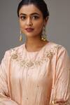 Buy_Kora_Pink Hand Crushed Silk Embroidered Kurta Set_Online_at_Aza_Fashions