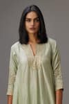 Buy_KORA_Green , Organza Gota Patti, Sequins, Asymmetric Embroidered Kurta Set _Online_at_Aza_Fashions