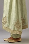Shop_KORA_Green , Organza Gota Patti, Sequins, Asymmetric Embroidered Kurta Set _Online_at_Aza_Fashions