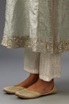 Buy_Kora_Blue Kurta And Pant Silk Embroidery Sequin Notched A-line Set With Dupatta _Online_at_Aza_Fashions