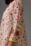 Buy_KORA_Red Kurta Silk Chanderi Hand Block Print Flower V Neck Set  _Online_at_Aza_Fashions