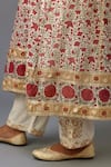 Shop_KORA_Red Kurta Silk Chanderi Hand Block Print Flower V Neck Set  _Online_at_Aza_Fashions
