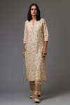 Kora_Off White Cotton, Silk, Chanderi Gota Patti, Sequins, Embroidered Kurta Set _Online_at_Aza_Fashions