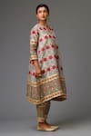 Buy_Kora_Red Silk, Cotton Cut Work, Chanderi Hand Block Print A-line Kurta Set _Online_at_Aza_Fashions